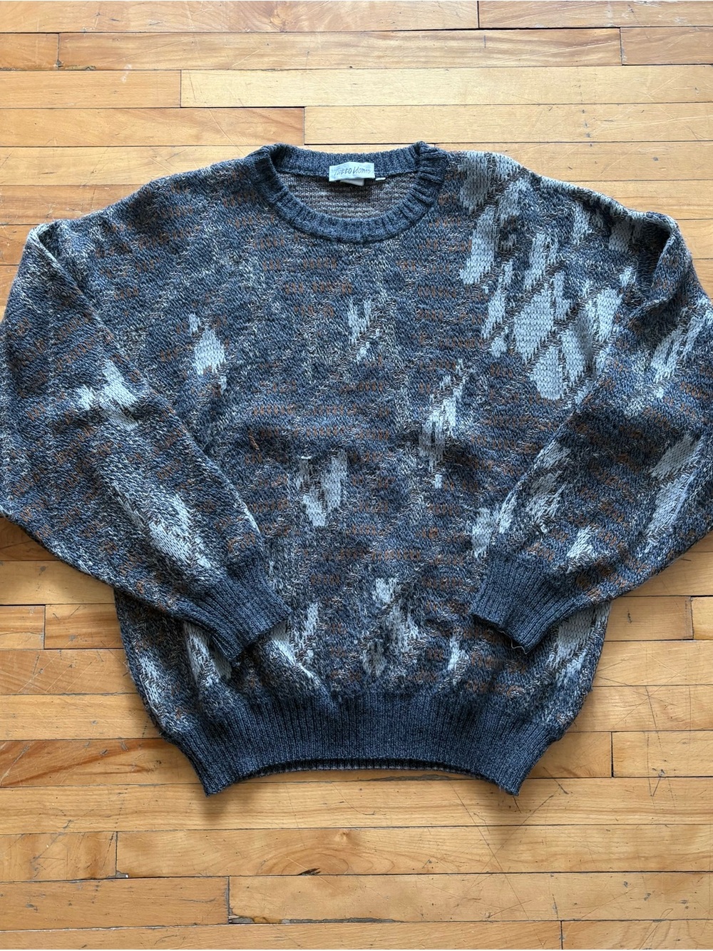 Men's Gray Patterned Crewneck Sweater